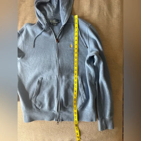 Polo Ralph Lauren Blue Full Zip Hoodie SweaterCotton KnitSize M